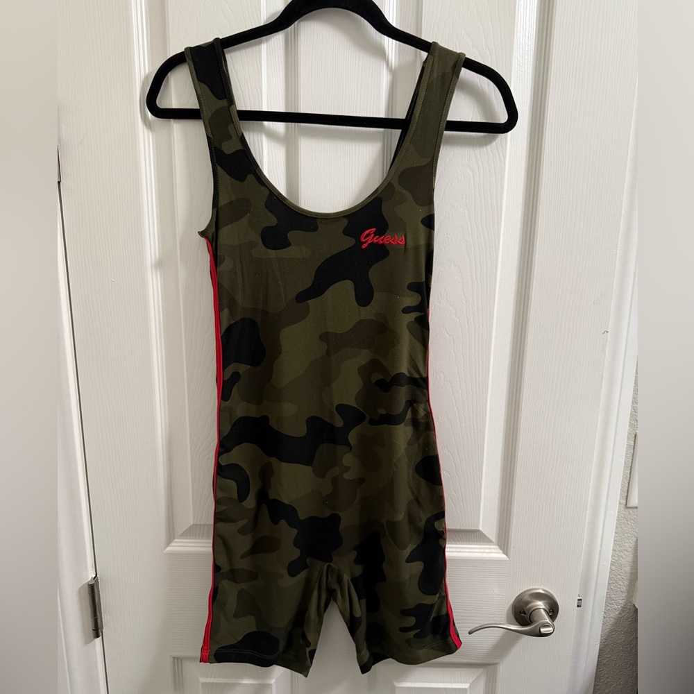 Guess Green and Black Camouflage Romper